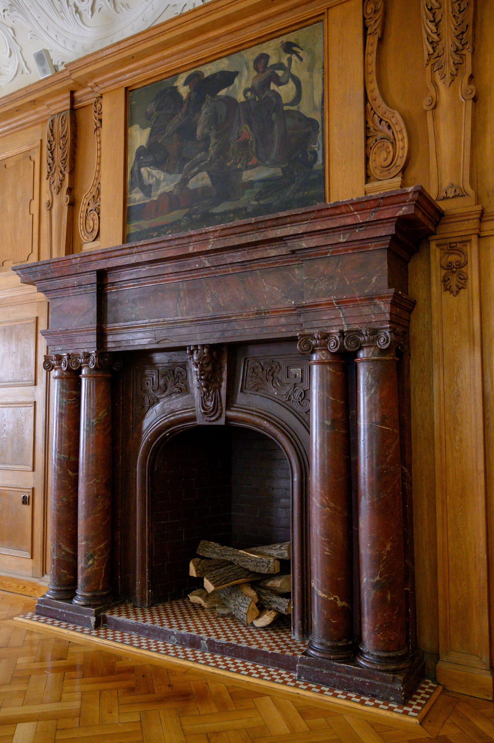 Carved marble fireplace surround